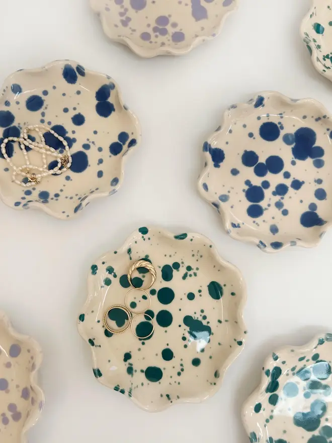 speckled ceramic trinket dishes