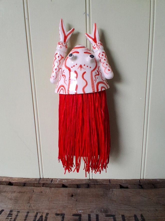 lobster, wall, hanging, art, ceramic, fun, flags, seaside, decoration, red