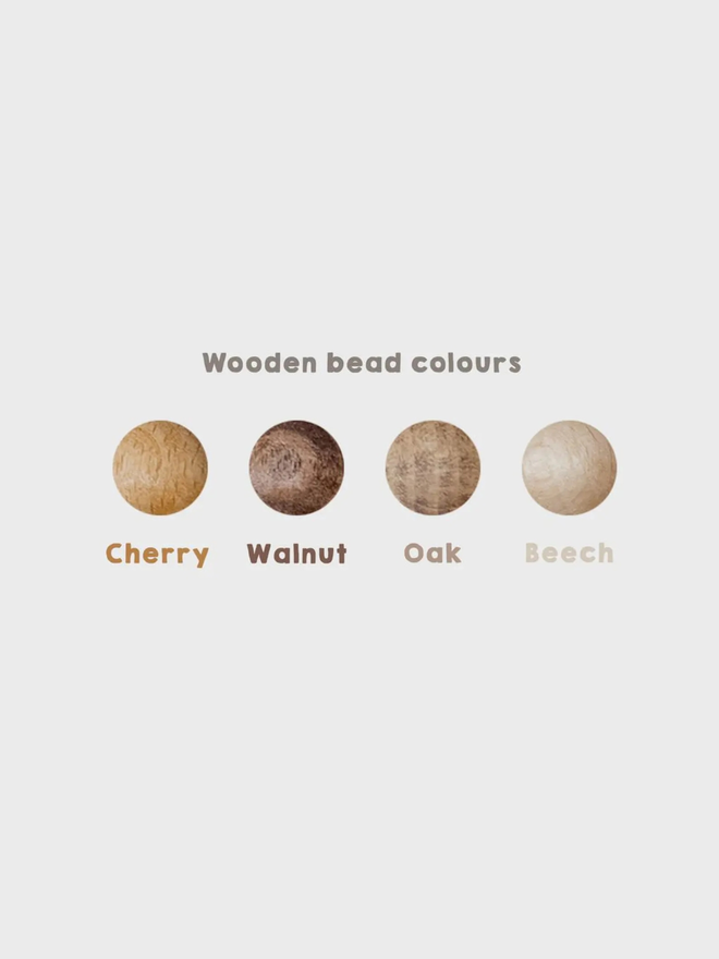 rolling wooden abacus rattle toy. four different shades of wood as bead options.