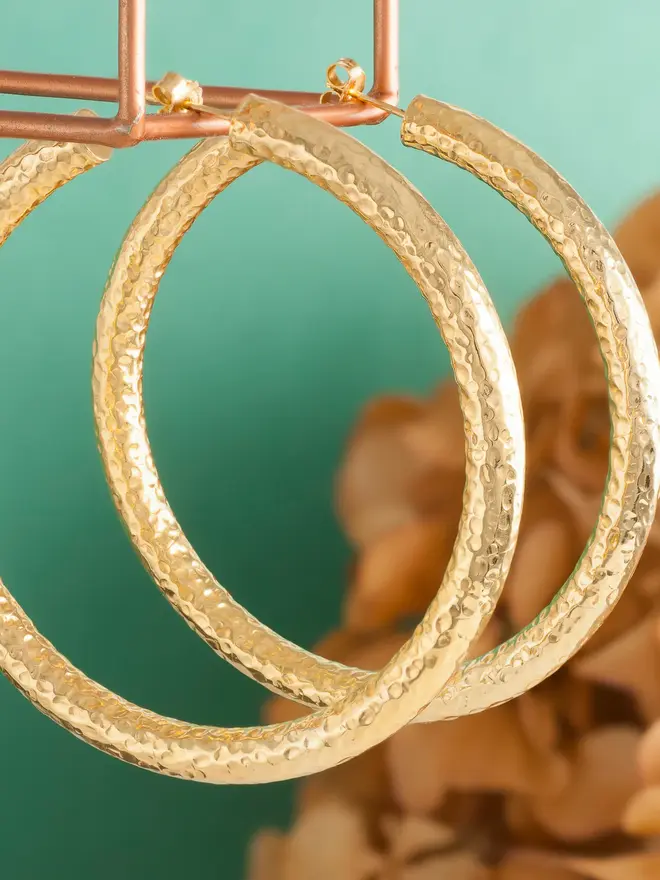 Hammered Gold Hoop Earrings