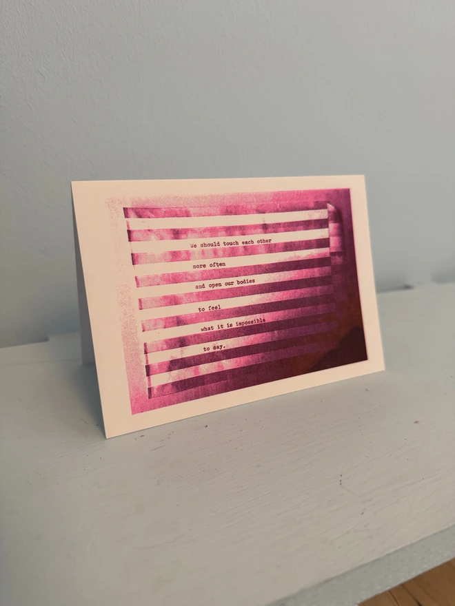 touch poetic risograph purple greetings card