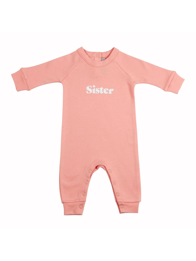 pink sister baby onesie