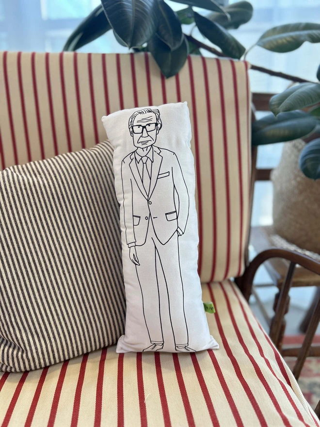 Illustrated cushion featuring Bill Nighy