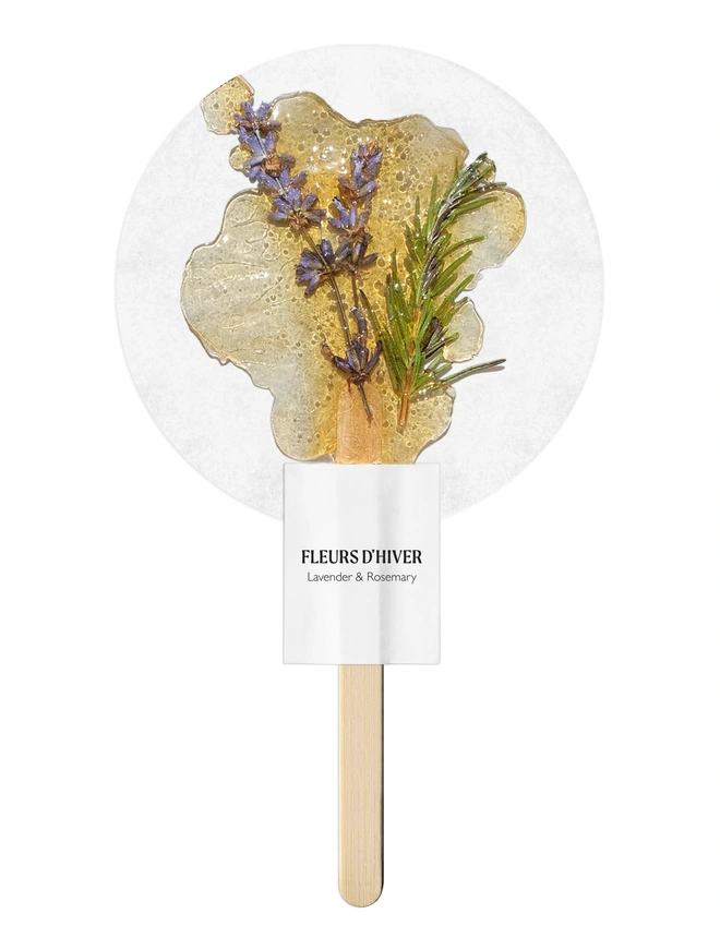 Fleurs-d-hiver-Lavender-Rosemary tea on a stick