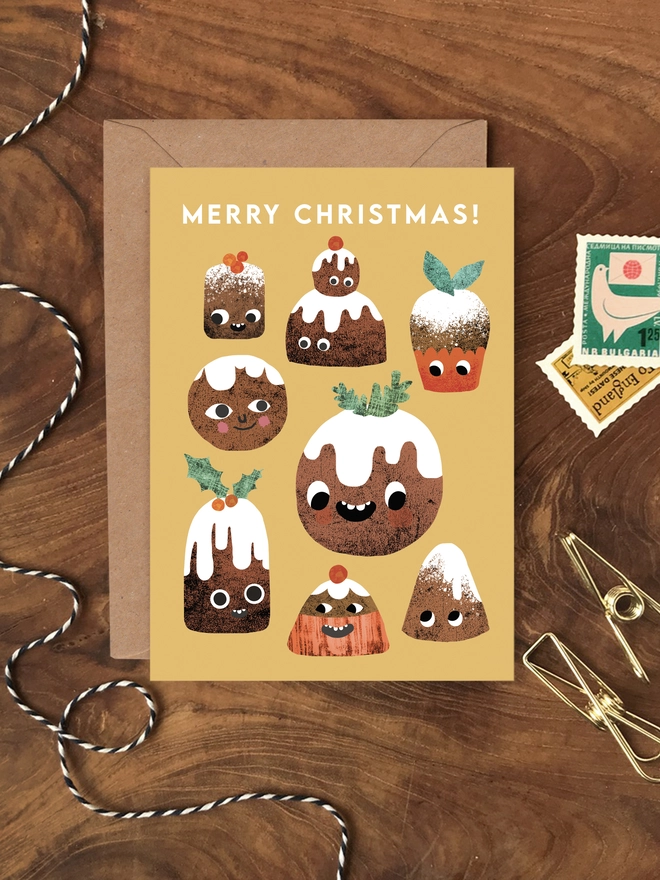 funny christmas assorted multipack pack set eight gingerbread bauble figgy pudding stocking illustrated cute