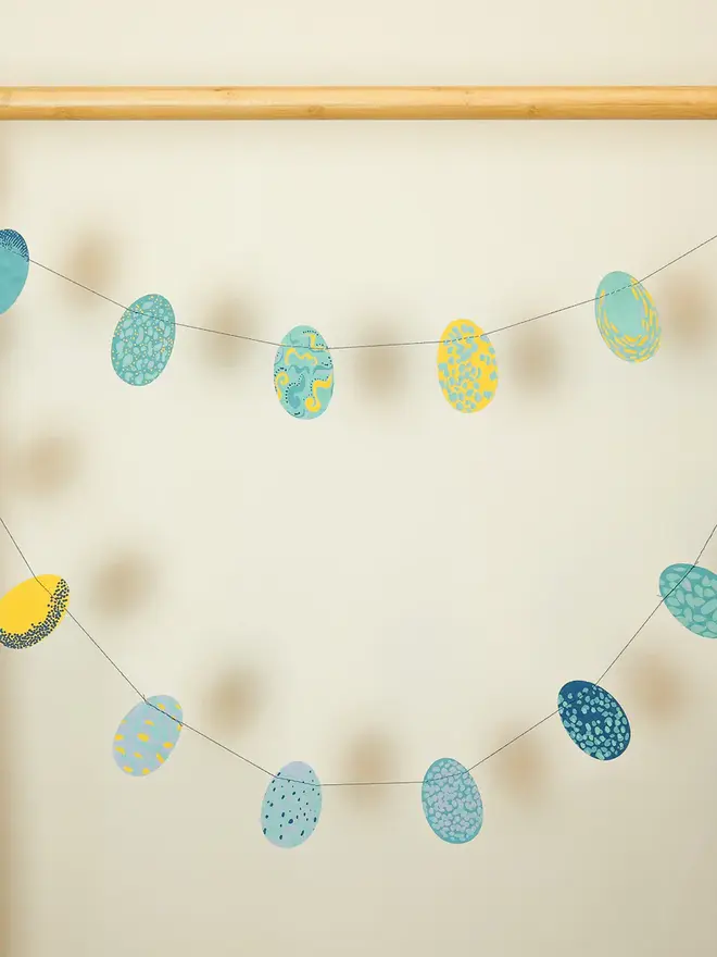 blue egg paper sewn garland