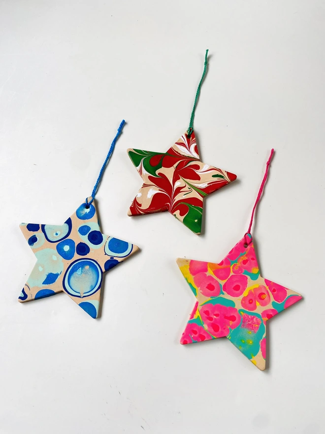 marbled christmas star decoration crafting kit christmas colours