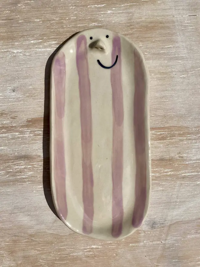 lavender long trinket dish front on