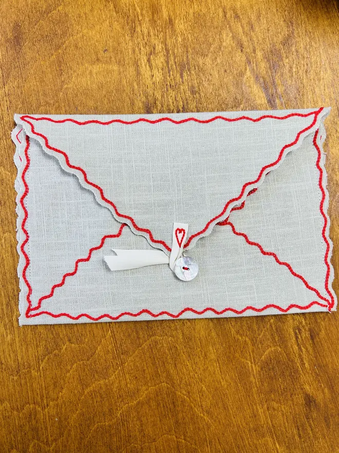 Embroidered Linen Father Christmas Letter Envelope