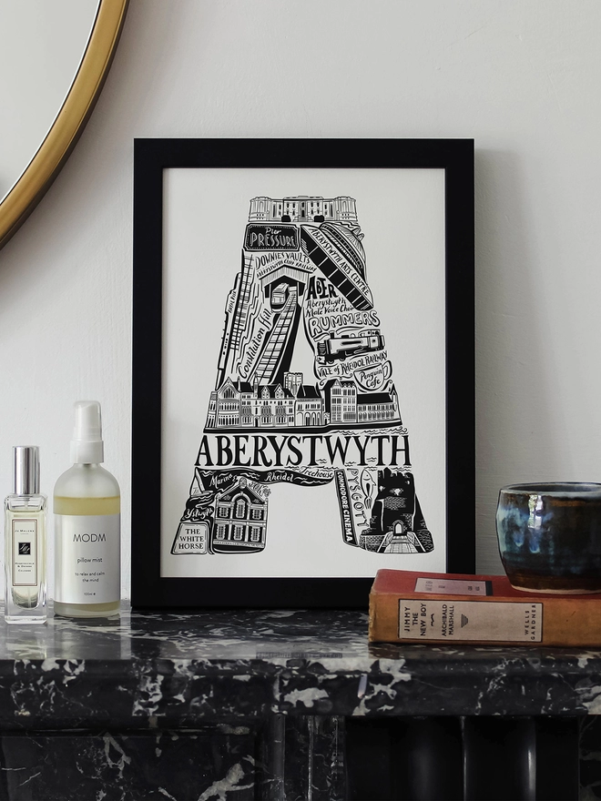 Aberystwyth Monochrome typographic artwork