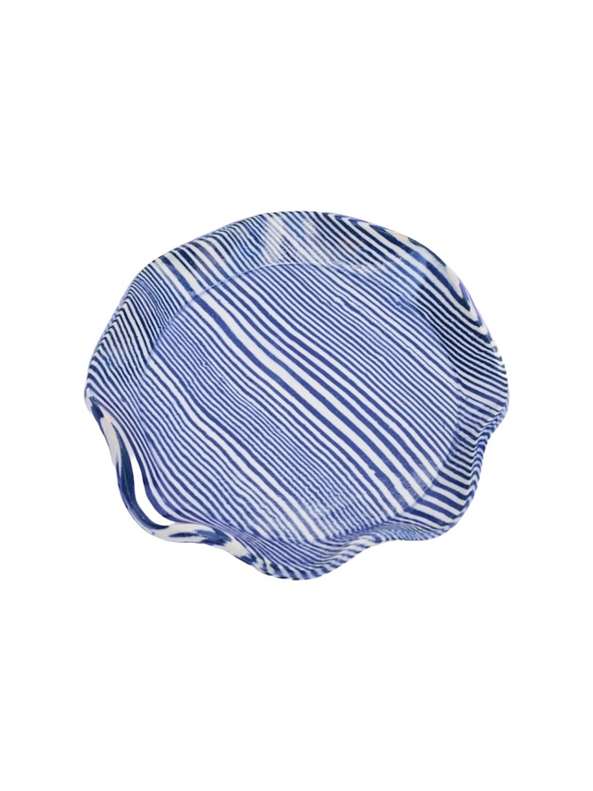 Striped Trinket Dish, a colourful trinket dish sitting on a white surface against a plain backdrop.