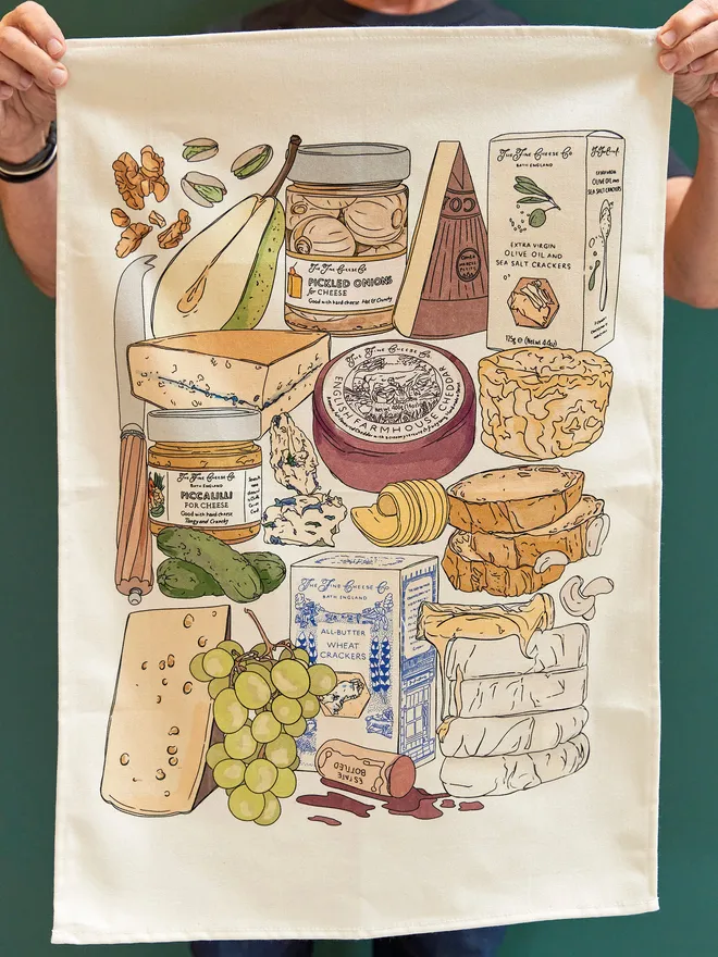Cheese and crackers tea towel 