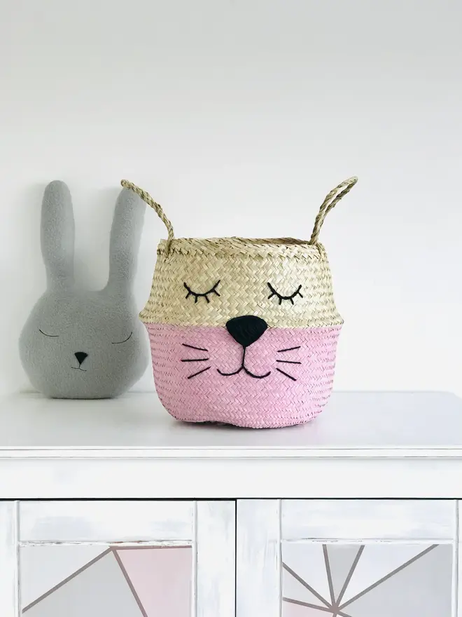 Pink Cat Belly Basket