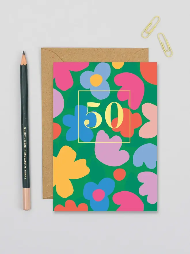Bloom Burst 50th Birthday Card