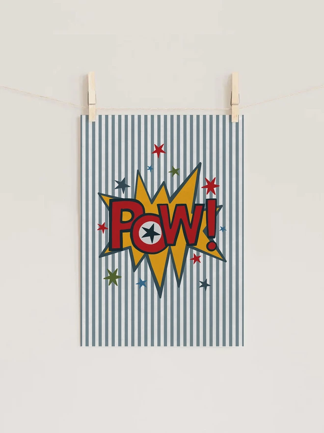 Ducks In A Row POW! Retro Comic Kids Nursery Wall Art Print