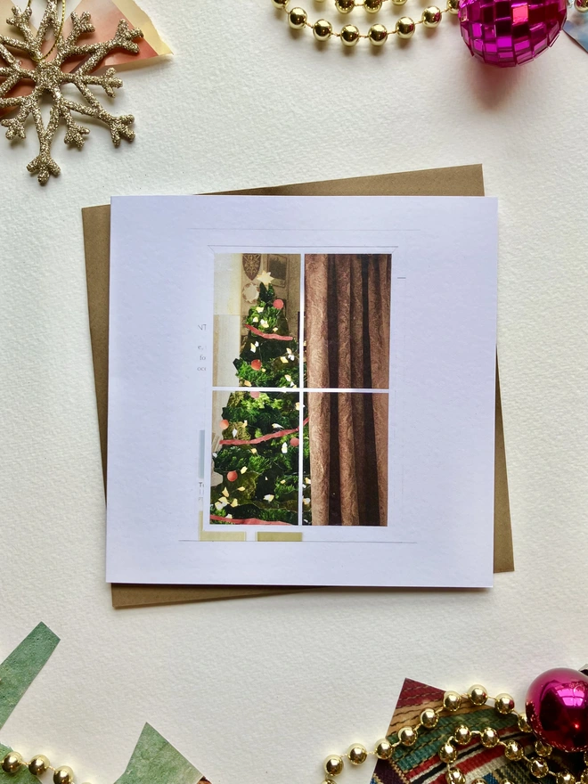 tree in the window christmas card