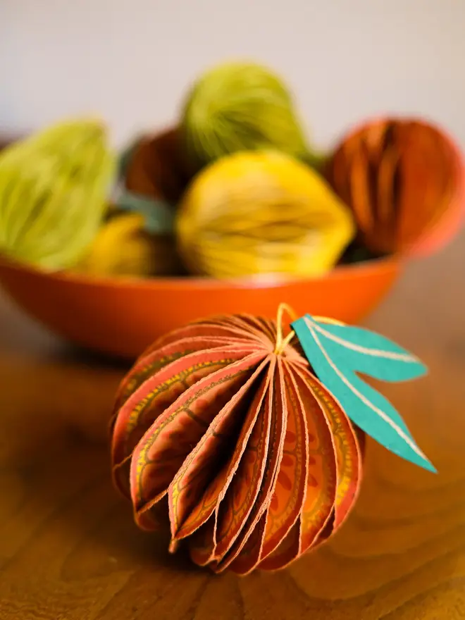Orange Honeycomb Ornament (Set Of 6)