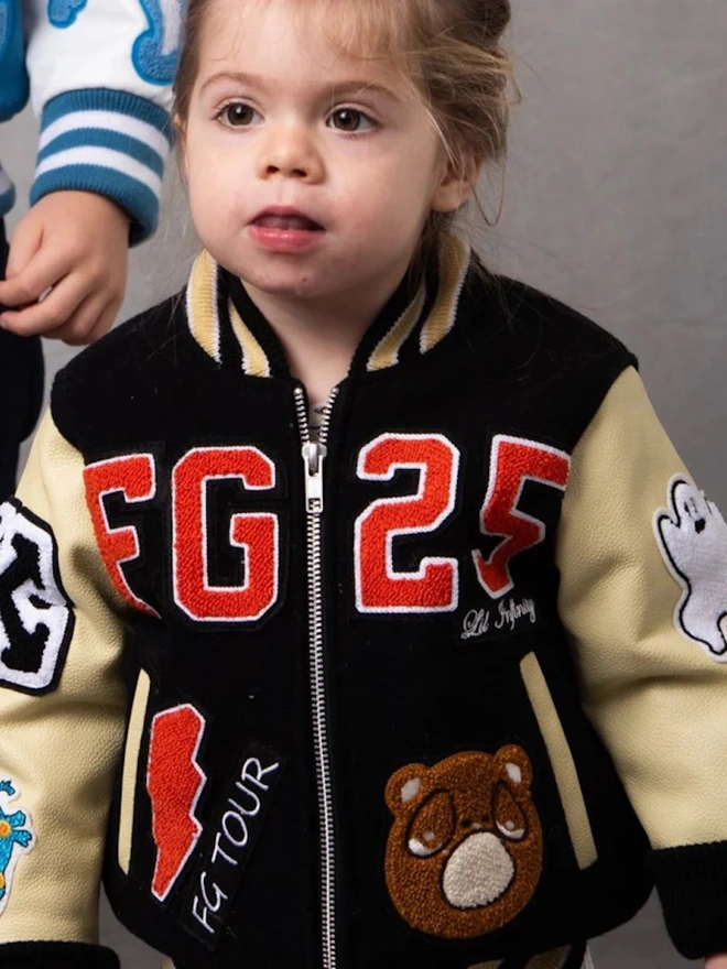 Awesome Letterman Black Front Zip Jacket 