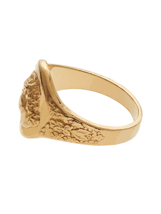 Lioness Signet Ring Gold side view