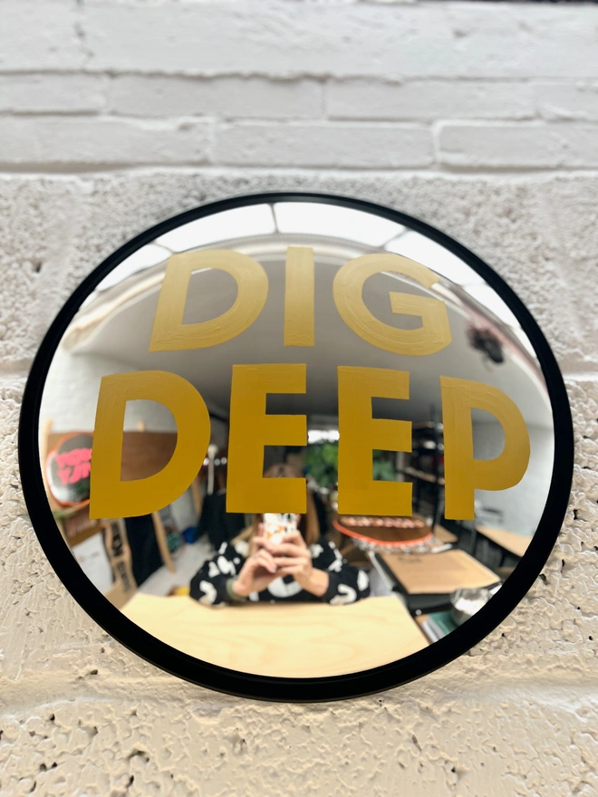 stainless steel convex mirror dig deep mustard