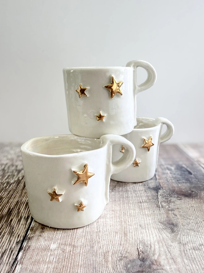 Gold Stars Porcelain tea light holder 