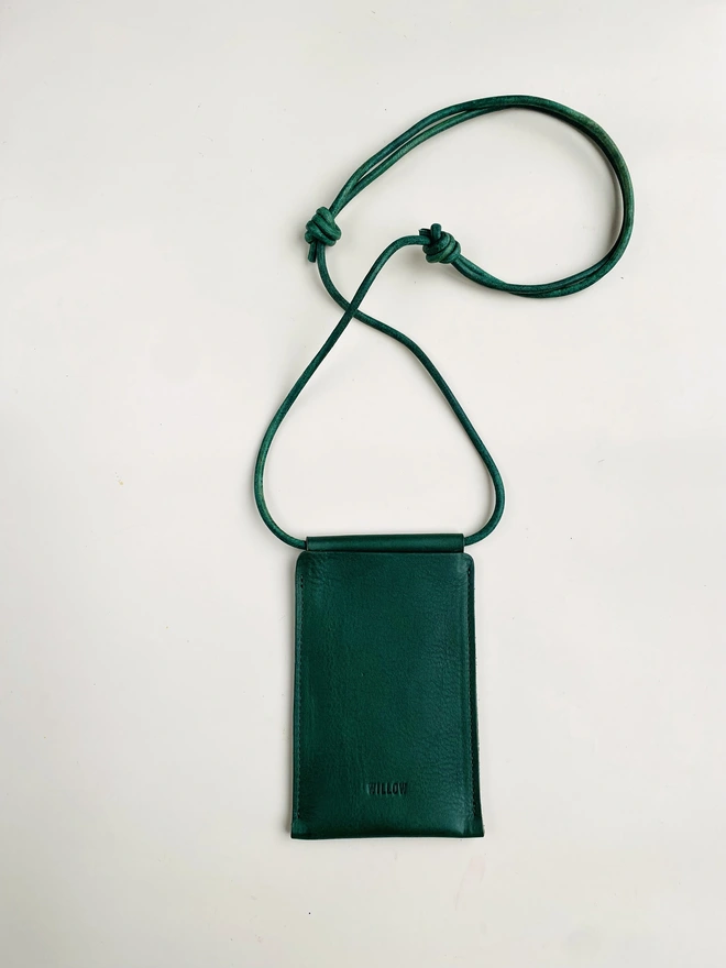 Green leather phone bag