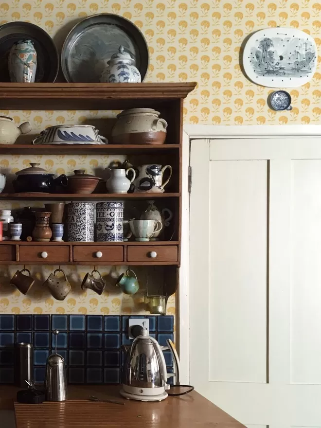 Annika Reed Studio Marigold wallpaper in kitchen