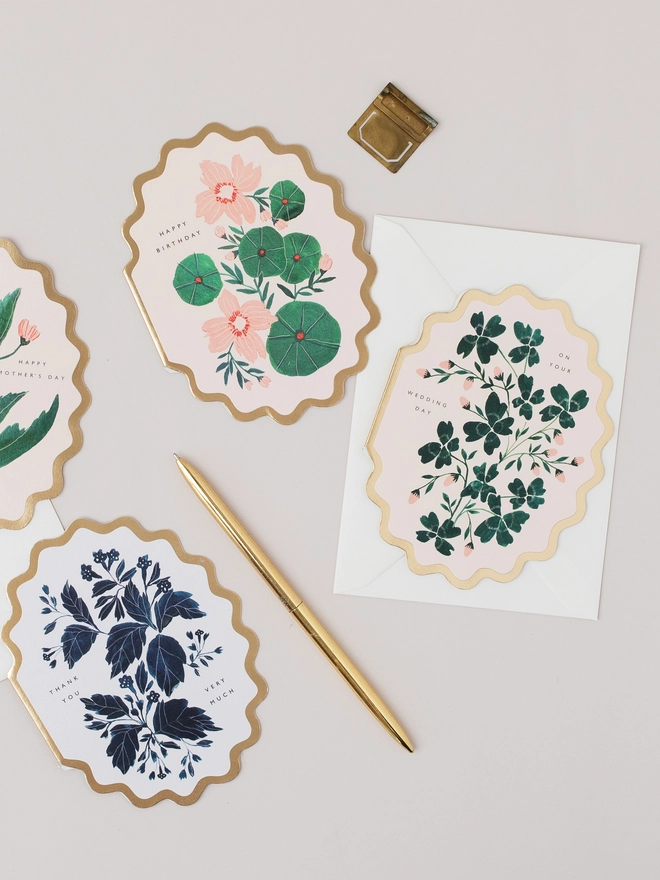HAPPY BIRTHDAY BOTANICAL SCALLOP DIE CUT CARD