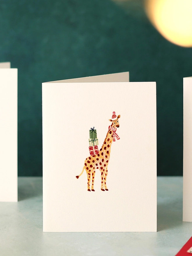 Christmas Giraffe Mini Christmas Card