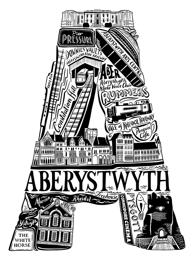 Aberystwyth Black and white print