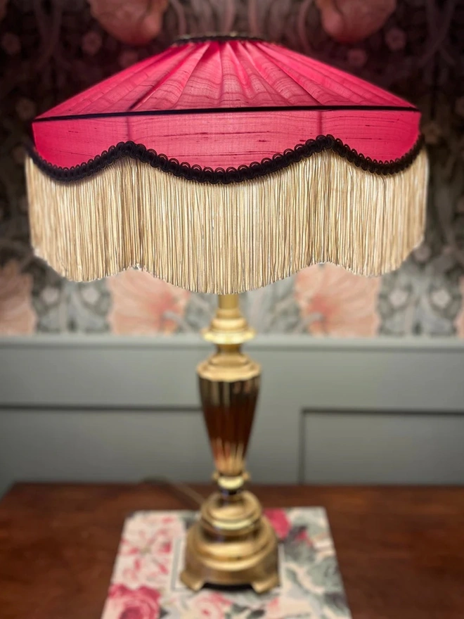 The Peggy Silk Fringed Lampshade