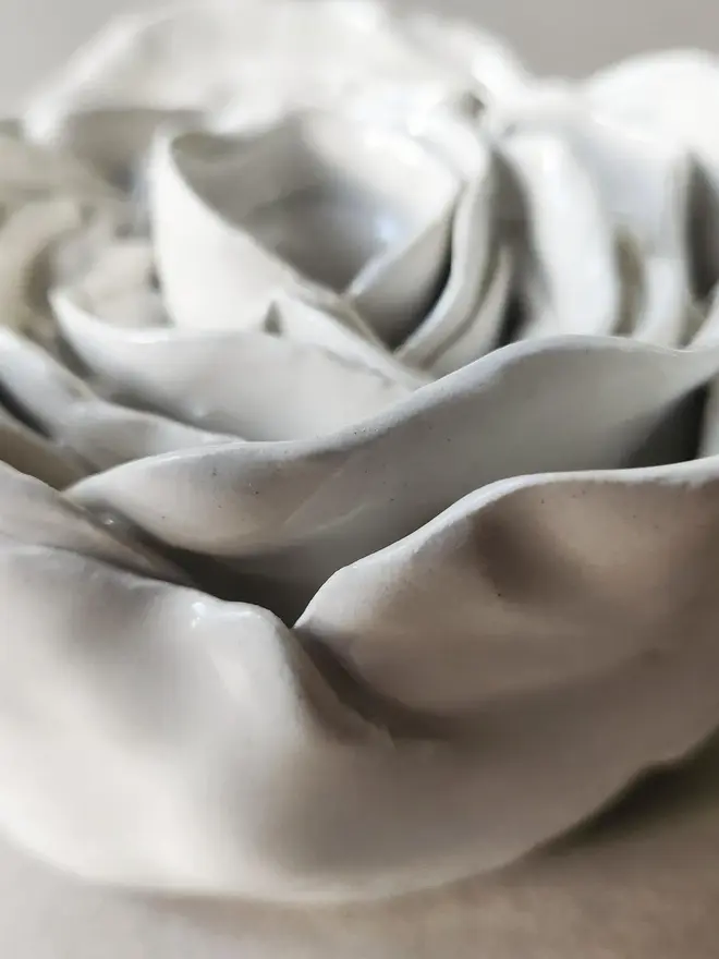 white ceramic rose flower for wall pottery art gift ideas anniversary wedding 