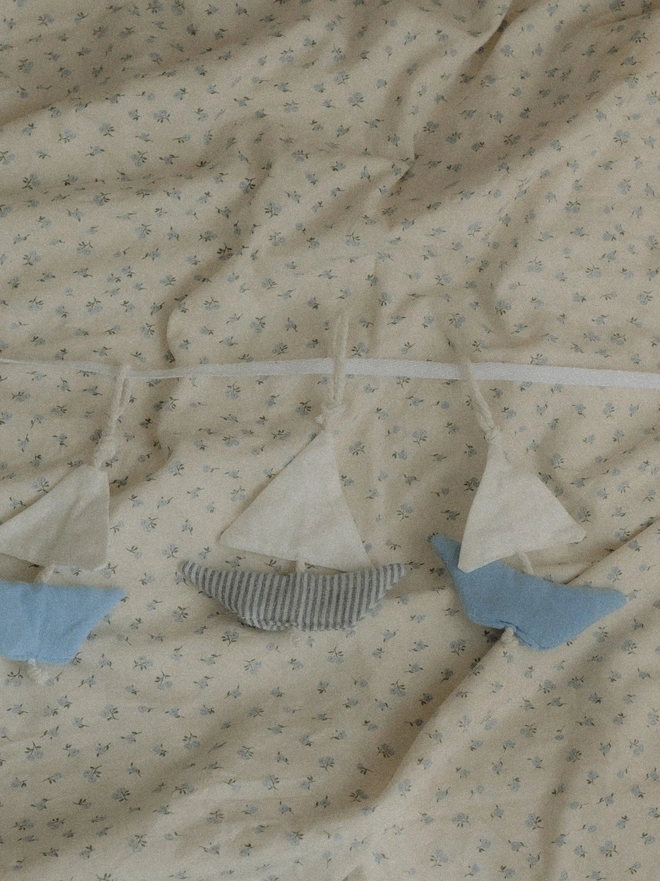 Sailboat Garland, Boat Bunting, Ocean Theme Wall Hanging, Sailing Ship Garland,