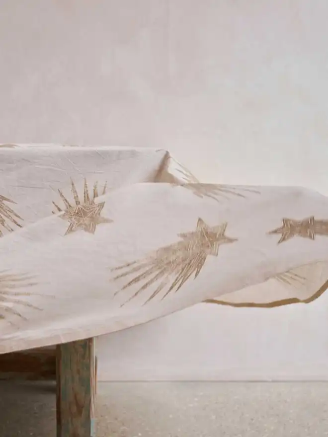 Gold Christmas Star Tablecloth
