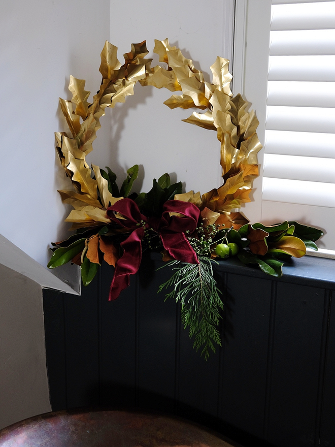 Christmas Brass Holly Wreath