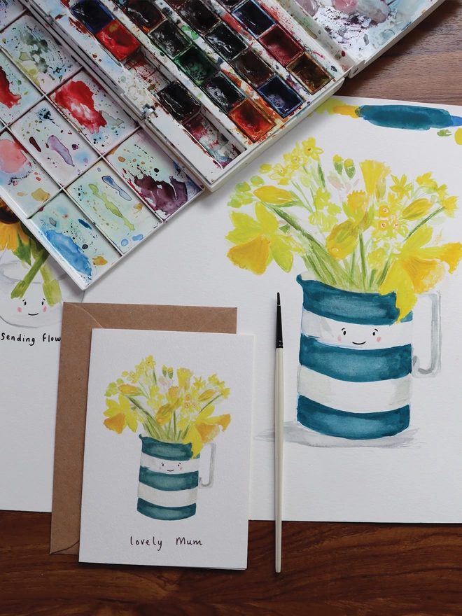 Daffodils in a Jug Mothers Day Greeting Card 