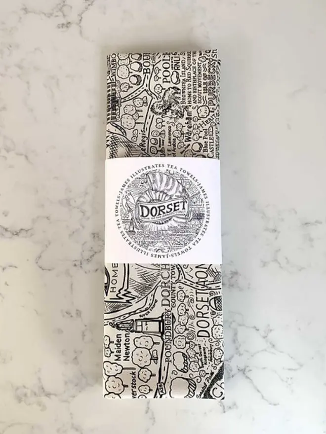 Dorset Print Tea Towel Wrapped