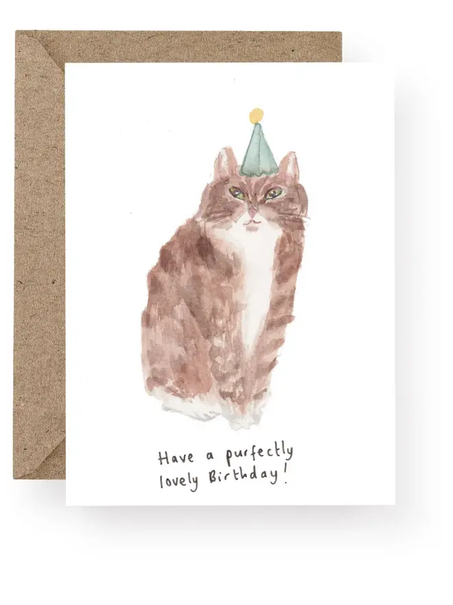 Purfect Birthday Cat card blank inside 