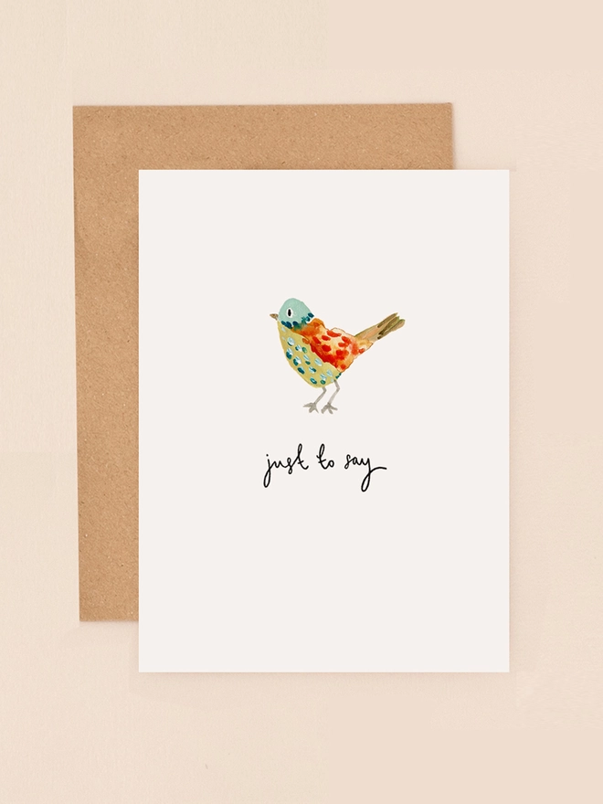 Colourful bird 'Just to Say' card