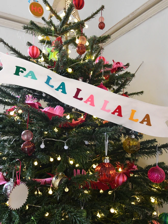 fa la la  la la  la christmas tree banner