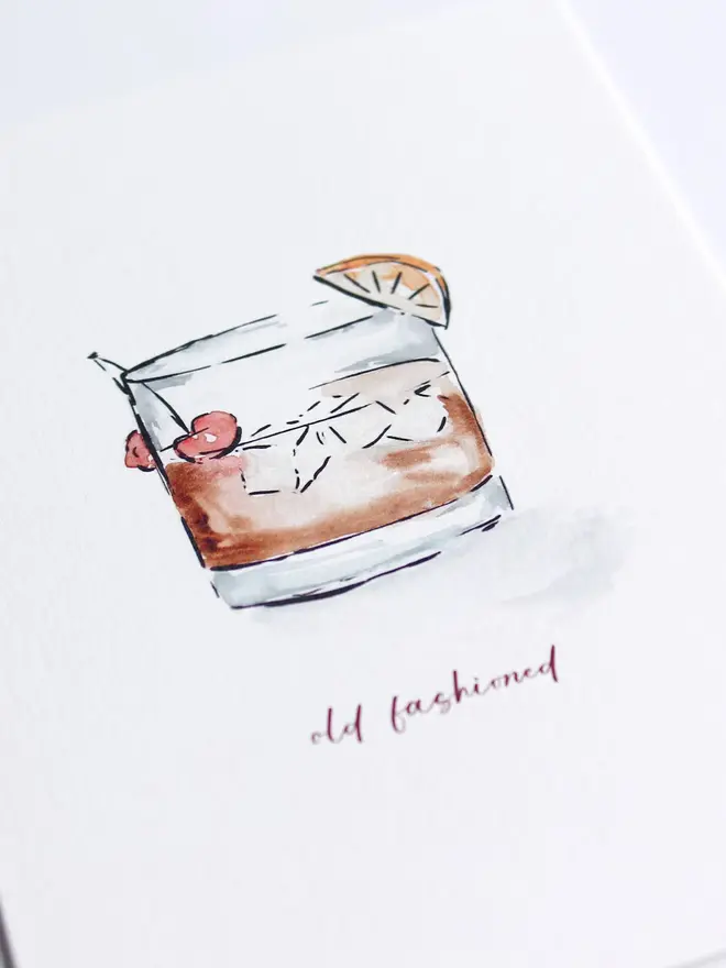 Old Fashioned Cocktail Greeting Card 