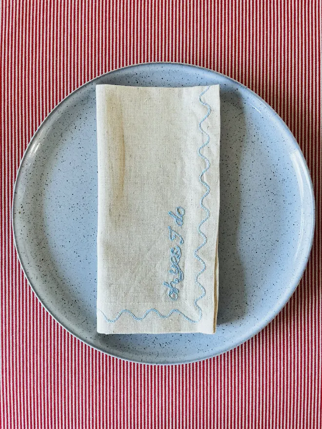 Individual Embroidered Wedding Napkins