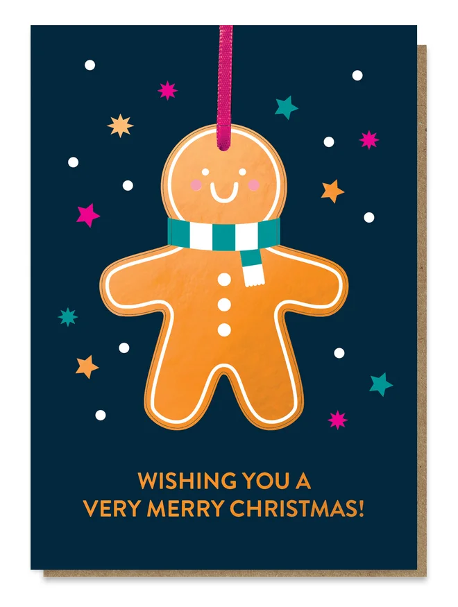 gingerbread pop out bauble christmas card