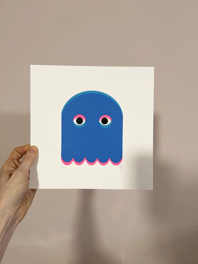 Screen Print, Blue and Pink Ghost, hannah Carvell, Limited edition