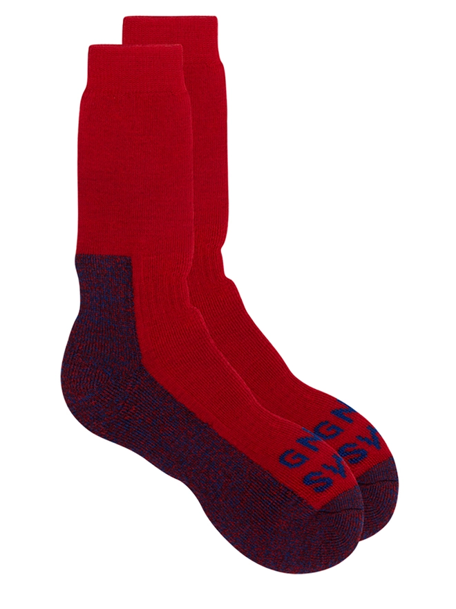 merino wool walking socks red british made luxury
