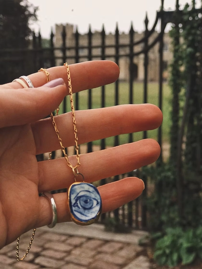 Eye Pendant With 24 Karat Gold