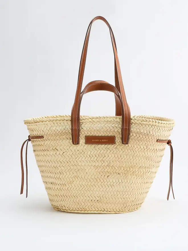 Pampelonne Maxi Tan Palm Leaf Basket