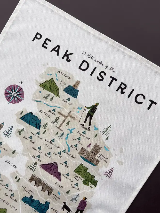 peak district map tea towel