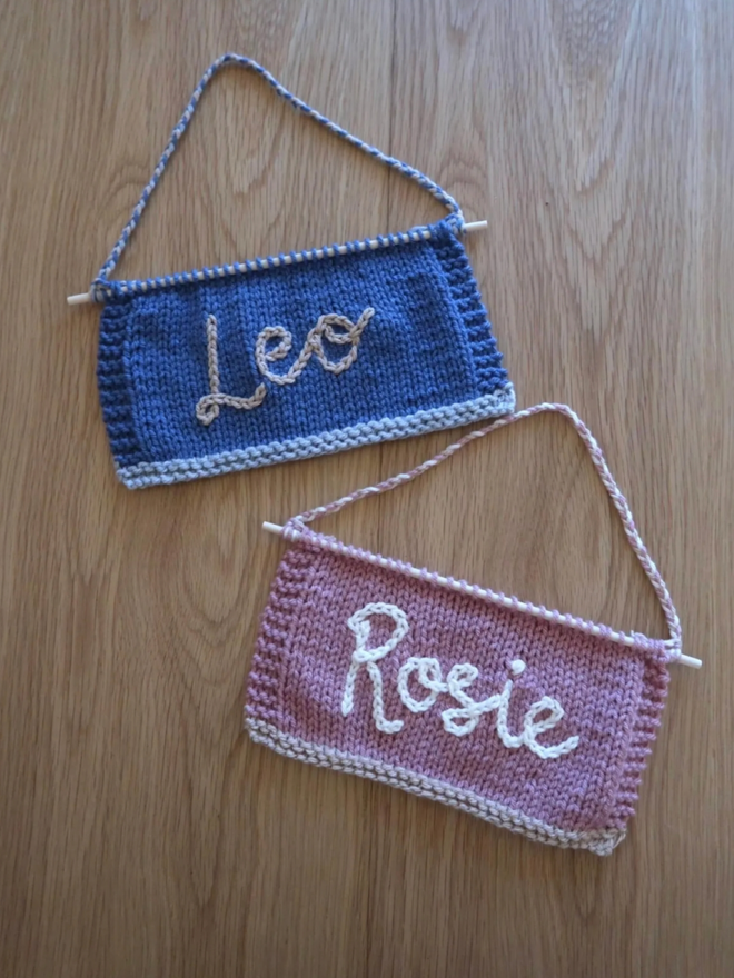 Calligraphy Banner. A selection of two calligraphy banners in blues and pinks.