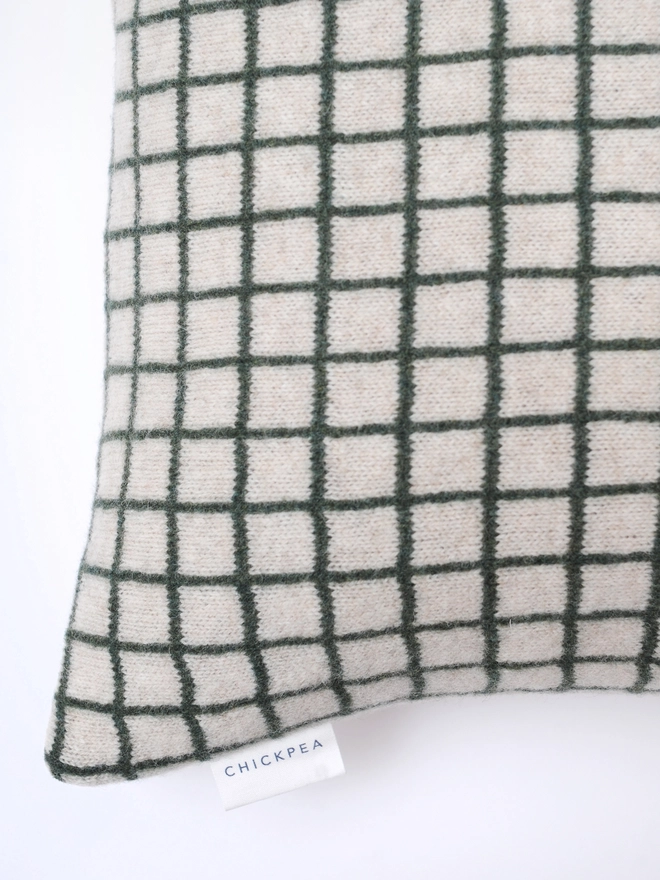 green lambswool cushion grid